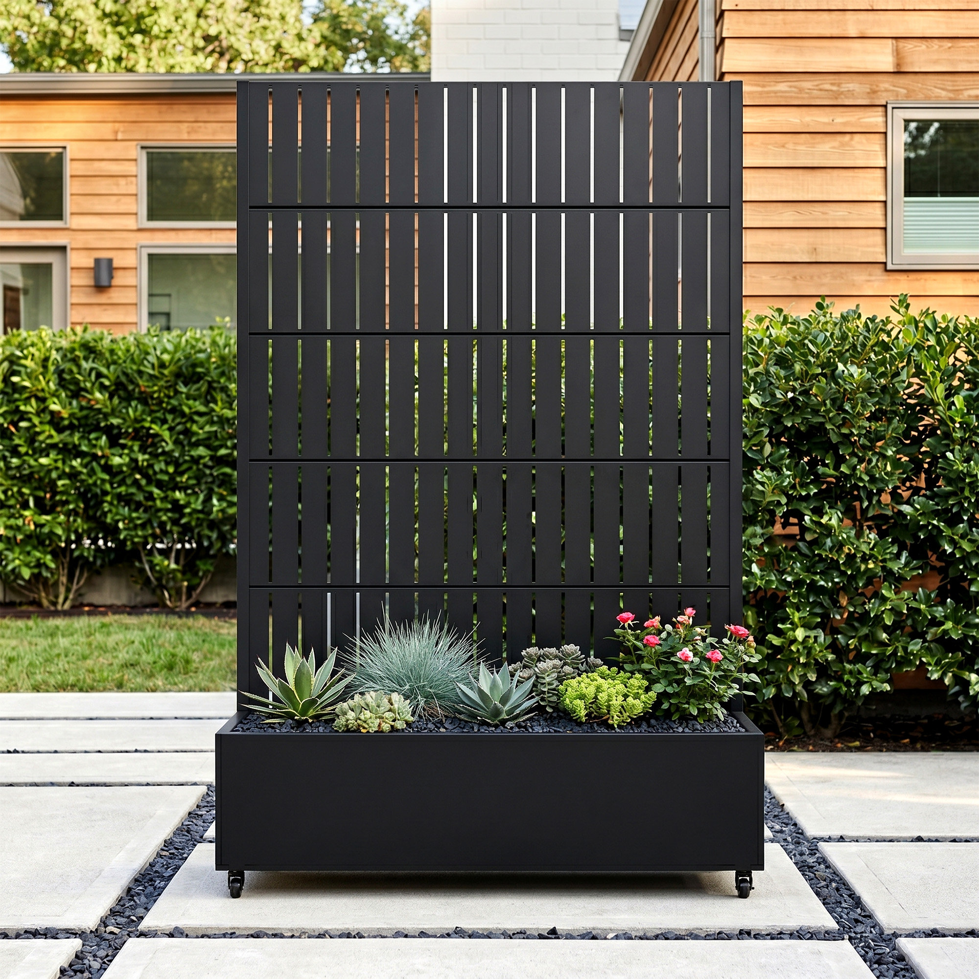 Latitude Run® Metal Planter Box with Trellis with Wheels & Reviews